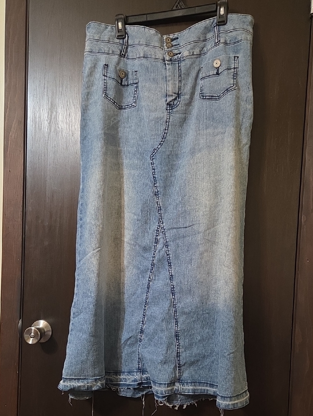 Fashion Bug long jean skirt distressed hemline 20W